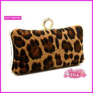 Faux Leather Clutch with Removable Chain, Evening Bag for Weddings & Parties